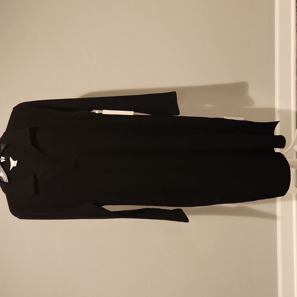 NWT- Caslon Classic Black Ribbed V-Neck Dress- L
